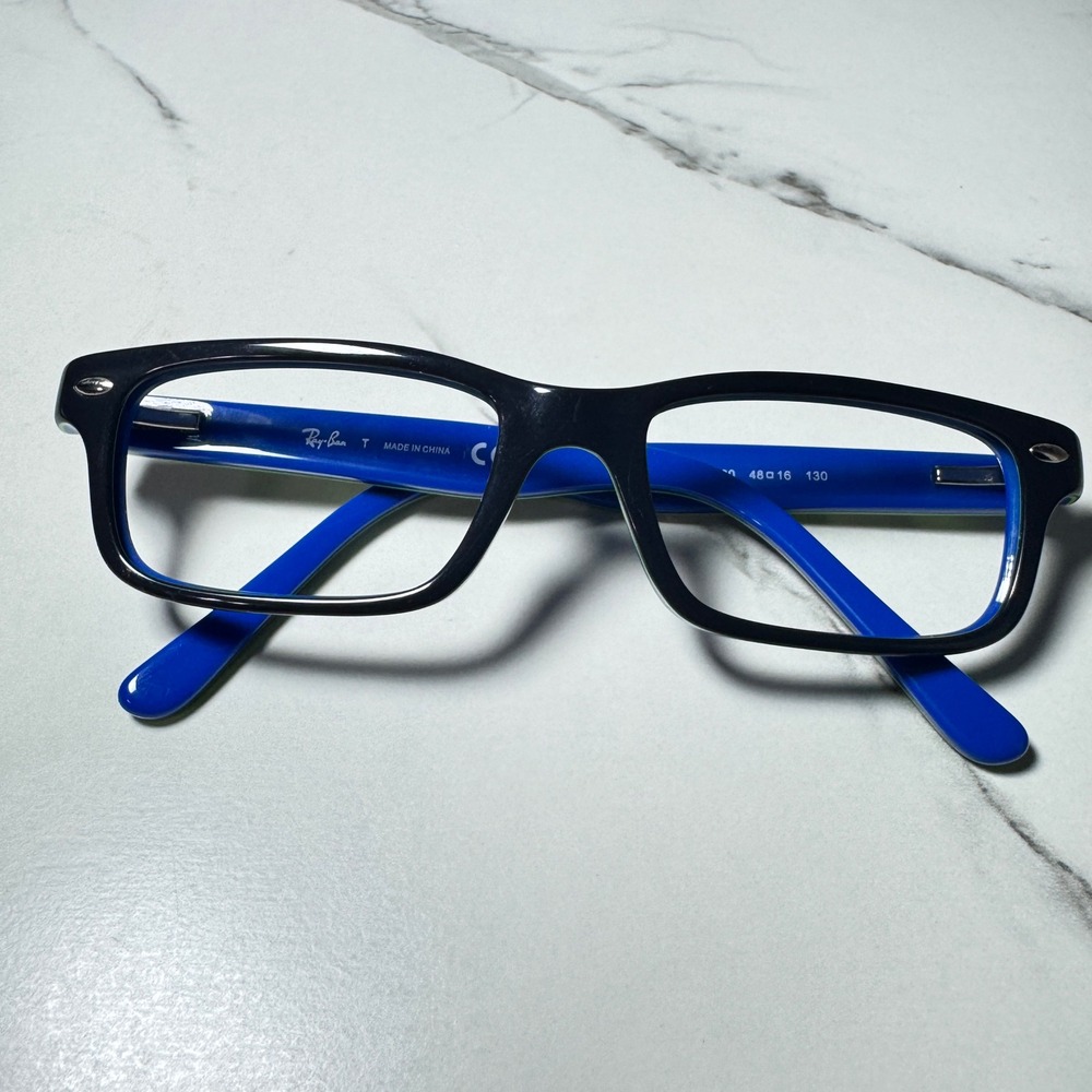 Ray-Ban RB 1535 3600 Black Blue Neon Logo Eyeglass Frames 48-16-130